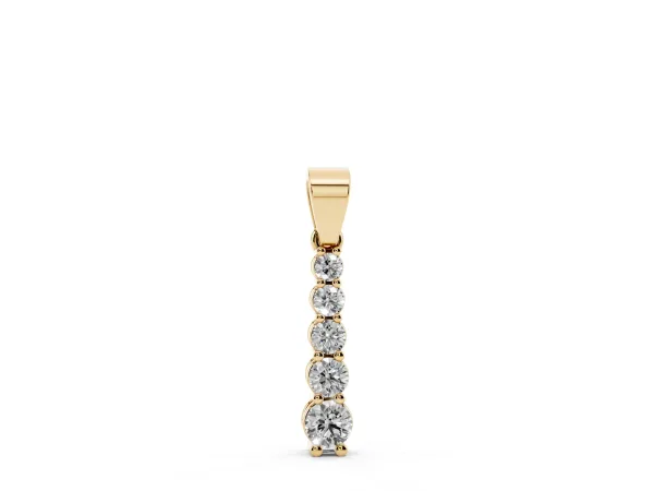 Round Diamond Vertical Pendant with Prong Setting Yellow gold