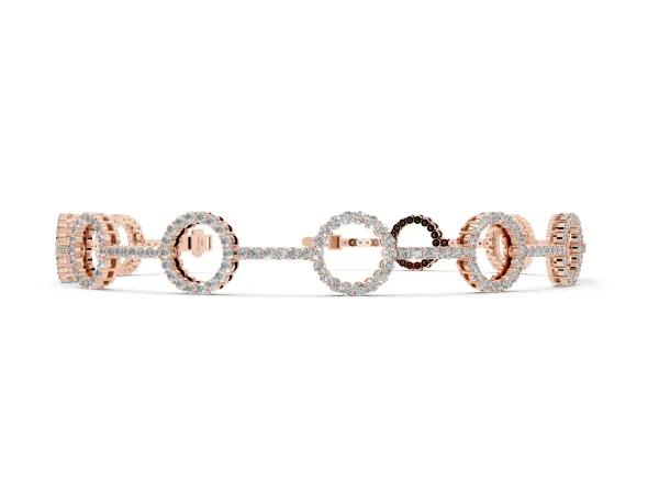 Round Diamond Circle Link Tennis Bracelet with Pavé Setting Rose gold