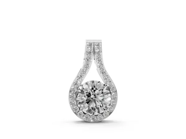 Round Halo Prong-Set Pendant Silver