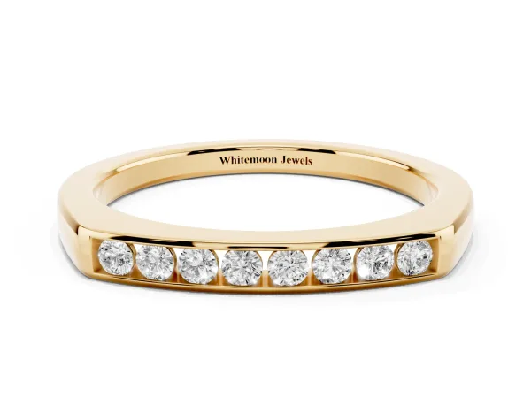 Channel Set Round Diamond Flat Band Yellow gold