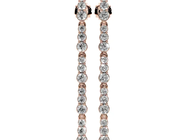 Round Diamond Graduated Dangle Earrings Rose gold
