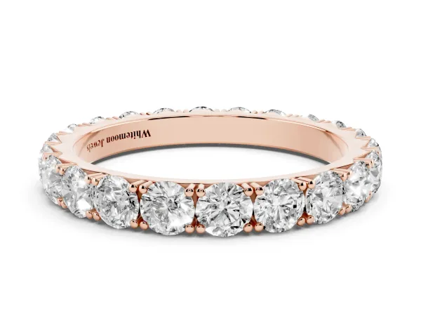 Round Diamond Eternity Band with Pavé Setting and Shared Prong Rose gold