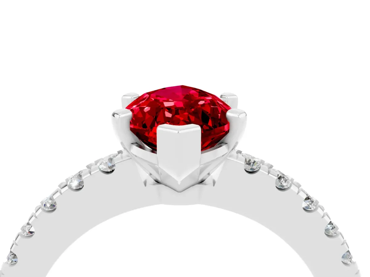 Marquise Cut Solitaire Ruby with Pavé Band and Four-Prong Setting Platinum