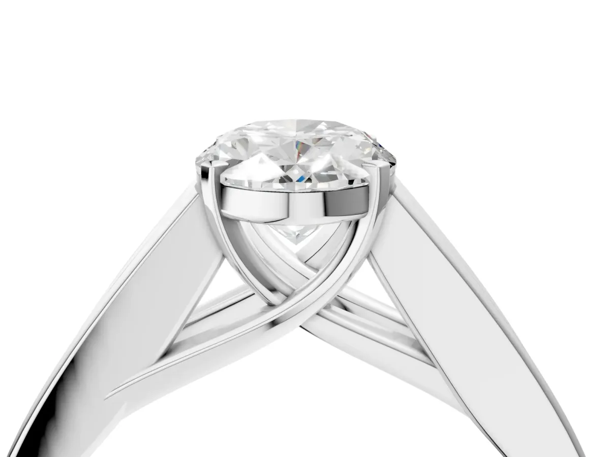 Oval Cut Cut Channel Set Solitaire Ring with Four-Prong Setting Platinum