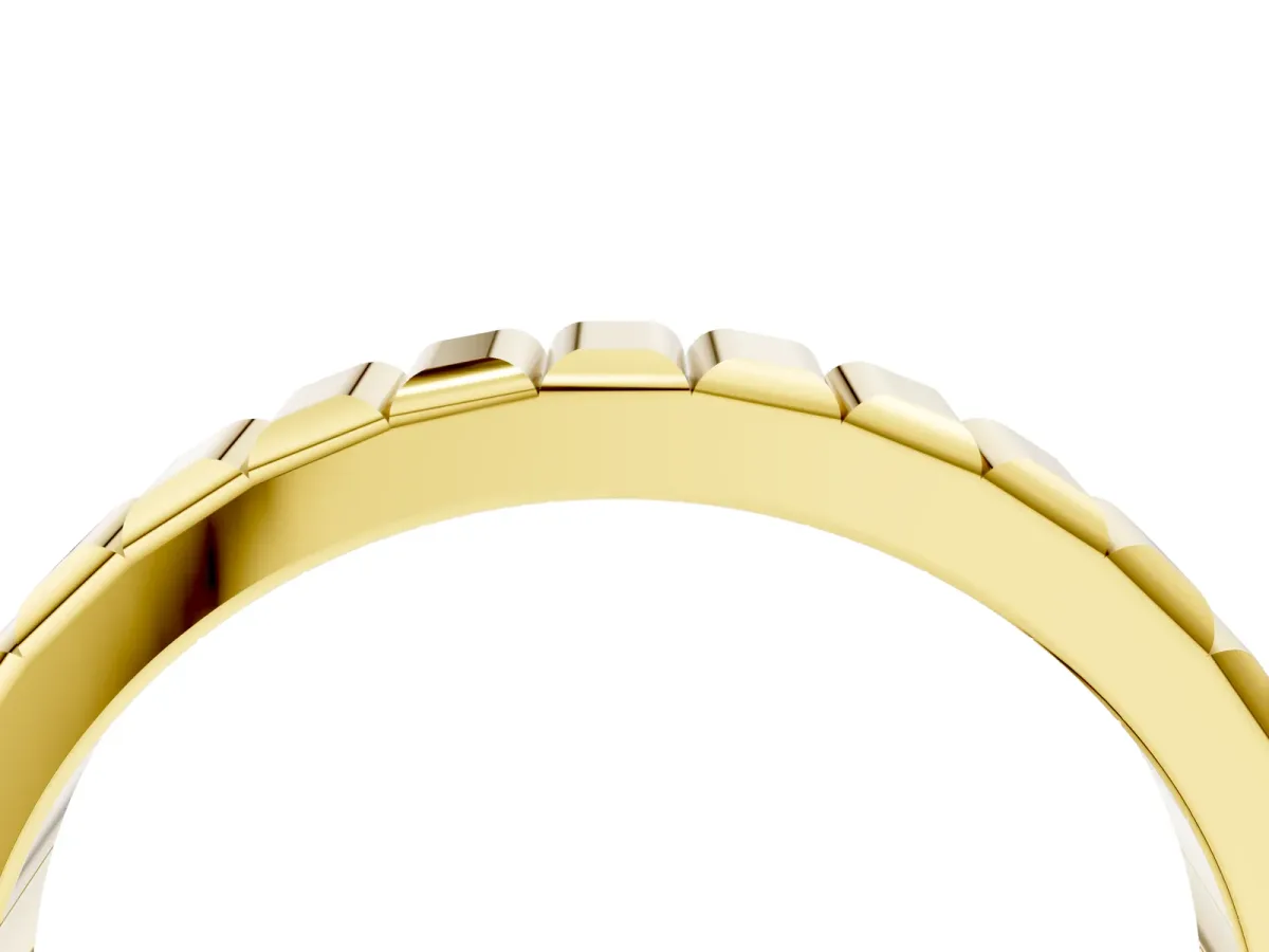 White Gold Ribbed Eternity Band Yellow gold