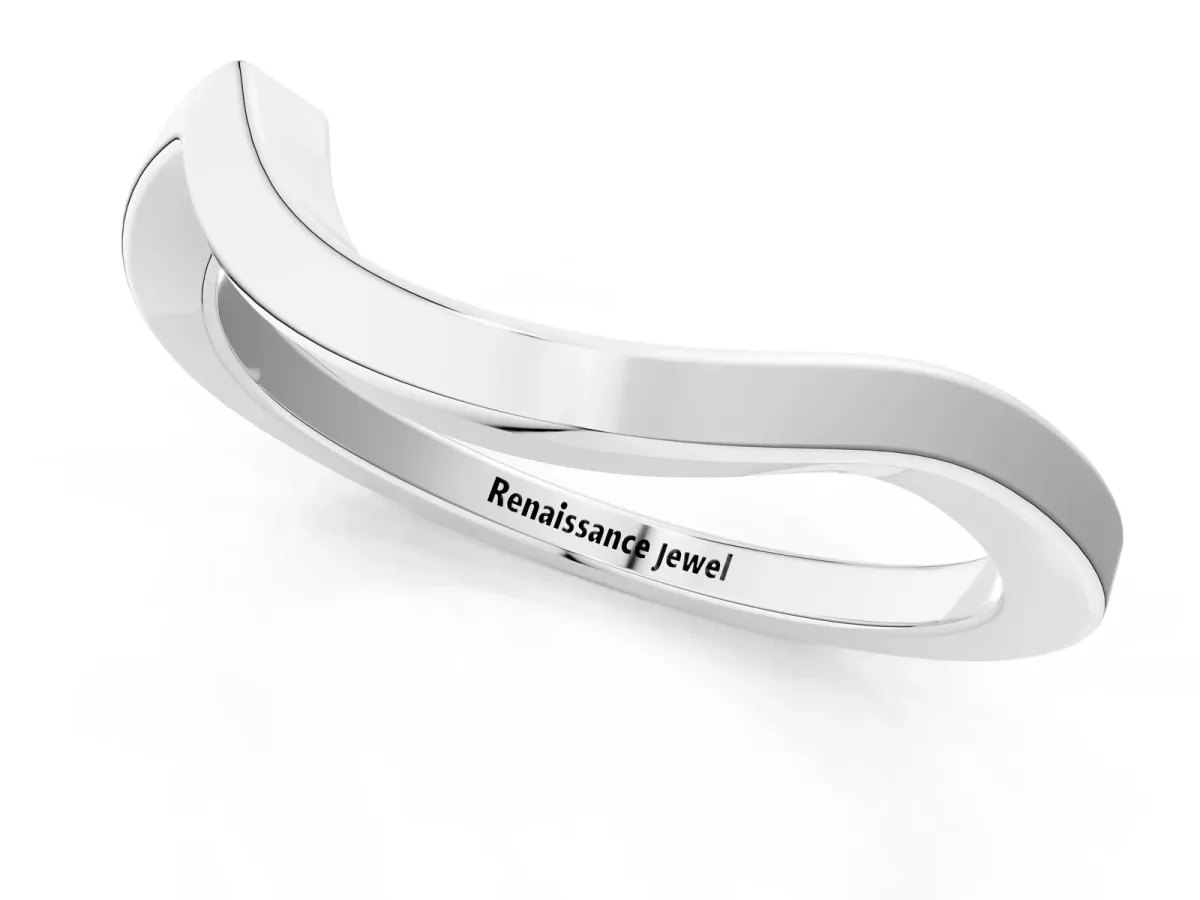 Chevron Curved Solitaire Band Platinum