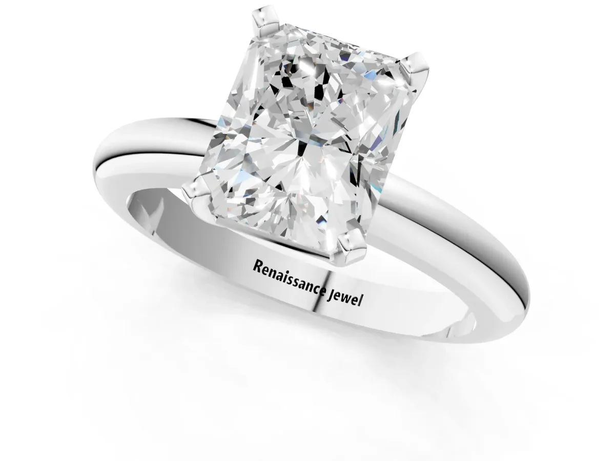 Radiant and Heart Toi Moi Ring with Prong Setting and Plain Band White gold