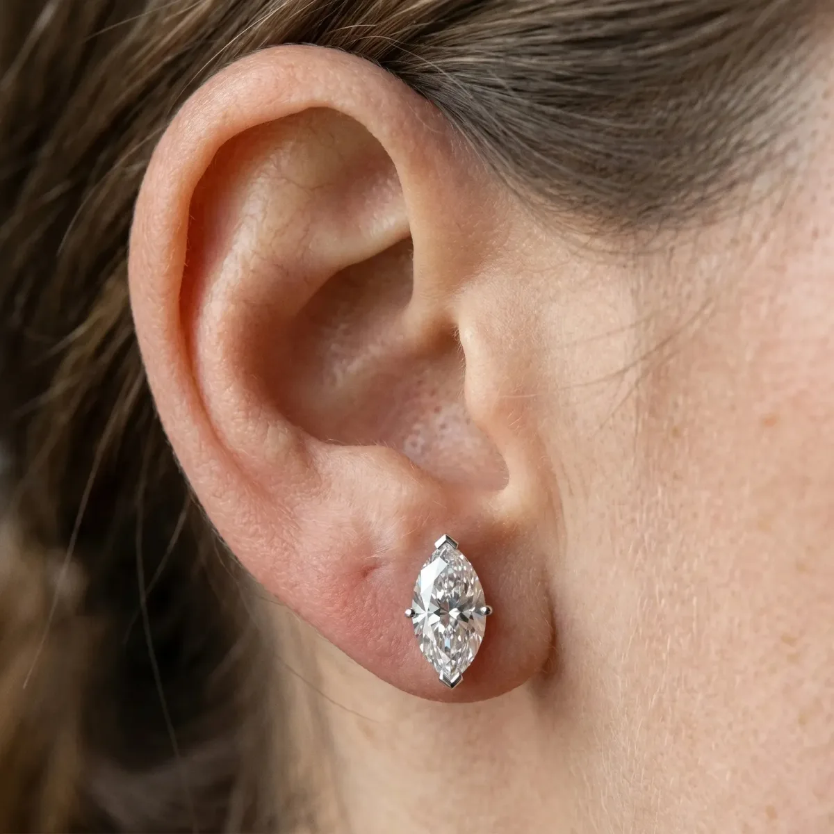 Marquise Cut Diamond Stud Earrings Platinum