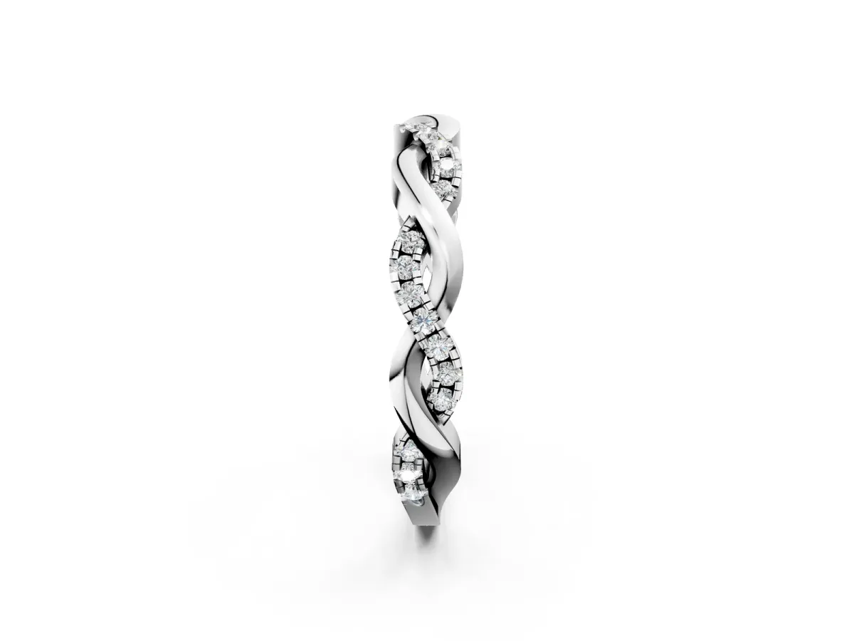 Round Diamond Twist Eternity Band with Pavé Setting Silver