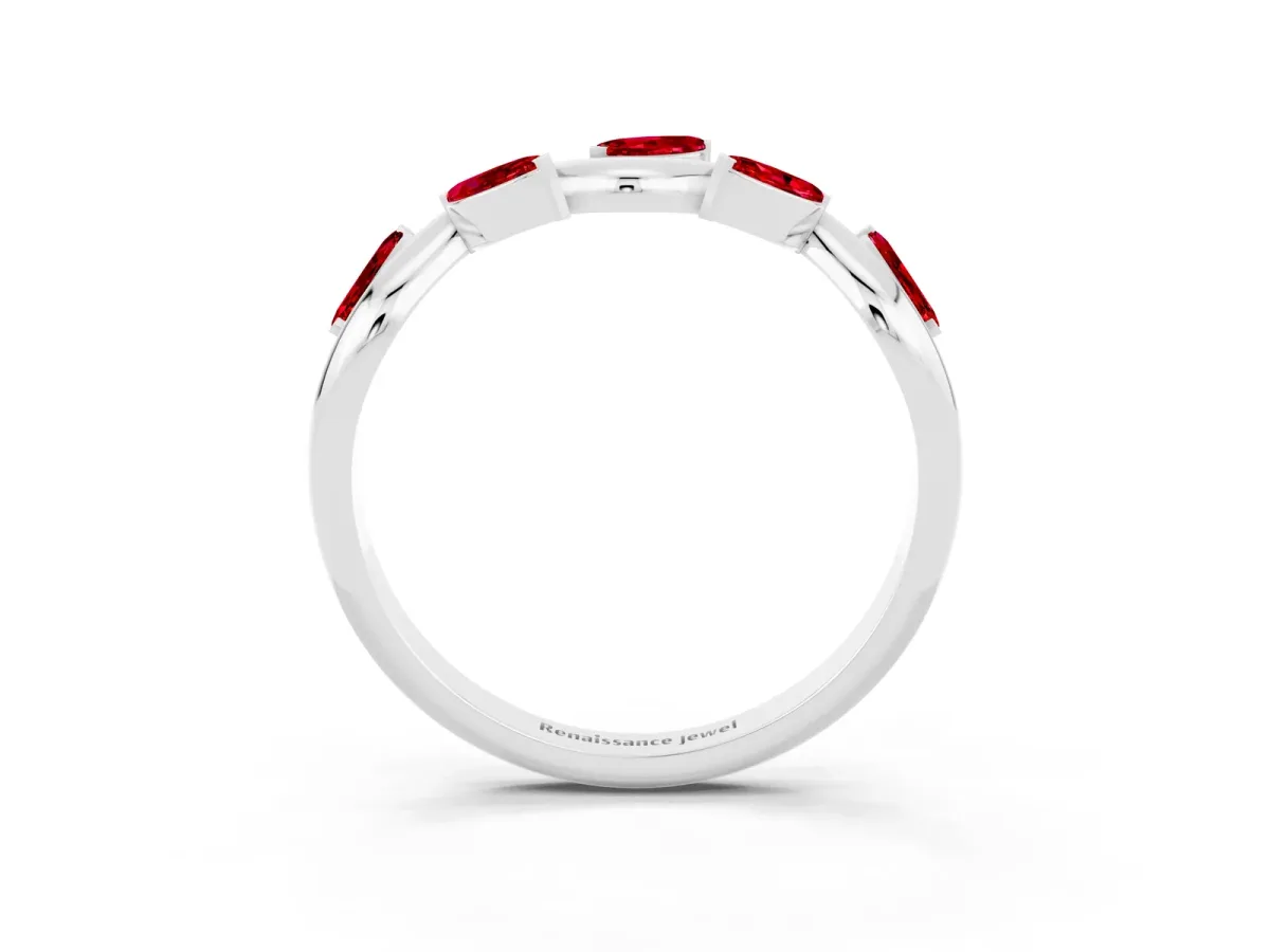Marquise Ruby Twisted Band with Prong Setting Silver