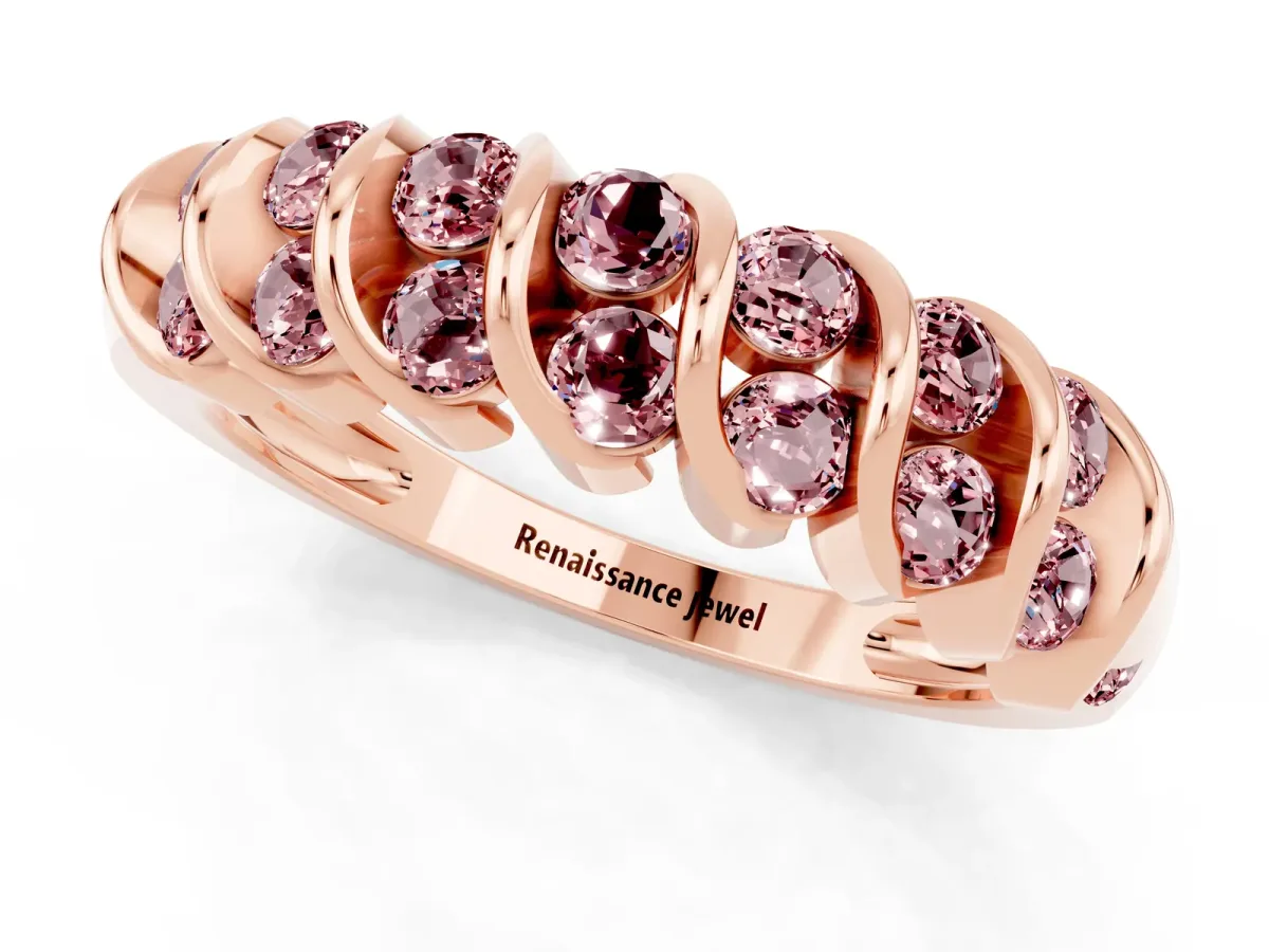 Channel Set Round Morganite Multi-Row Band Rose gold