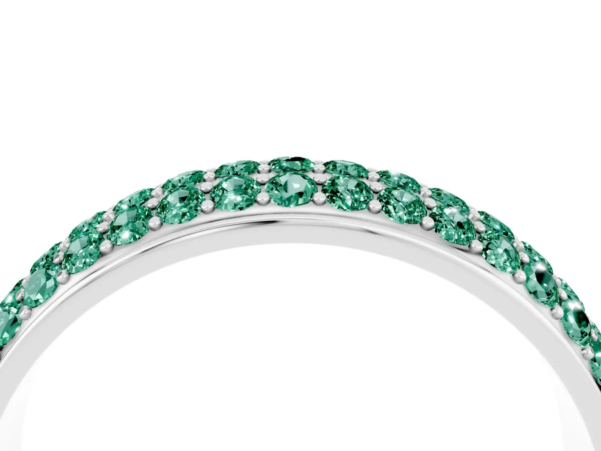 Three-Row Round Green Sapphire Eternity Band with Shared Prong Setting Platinum