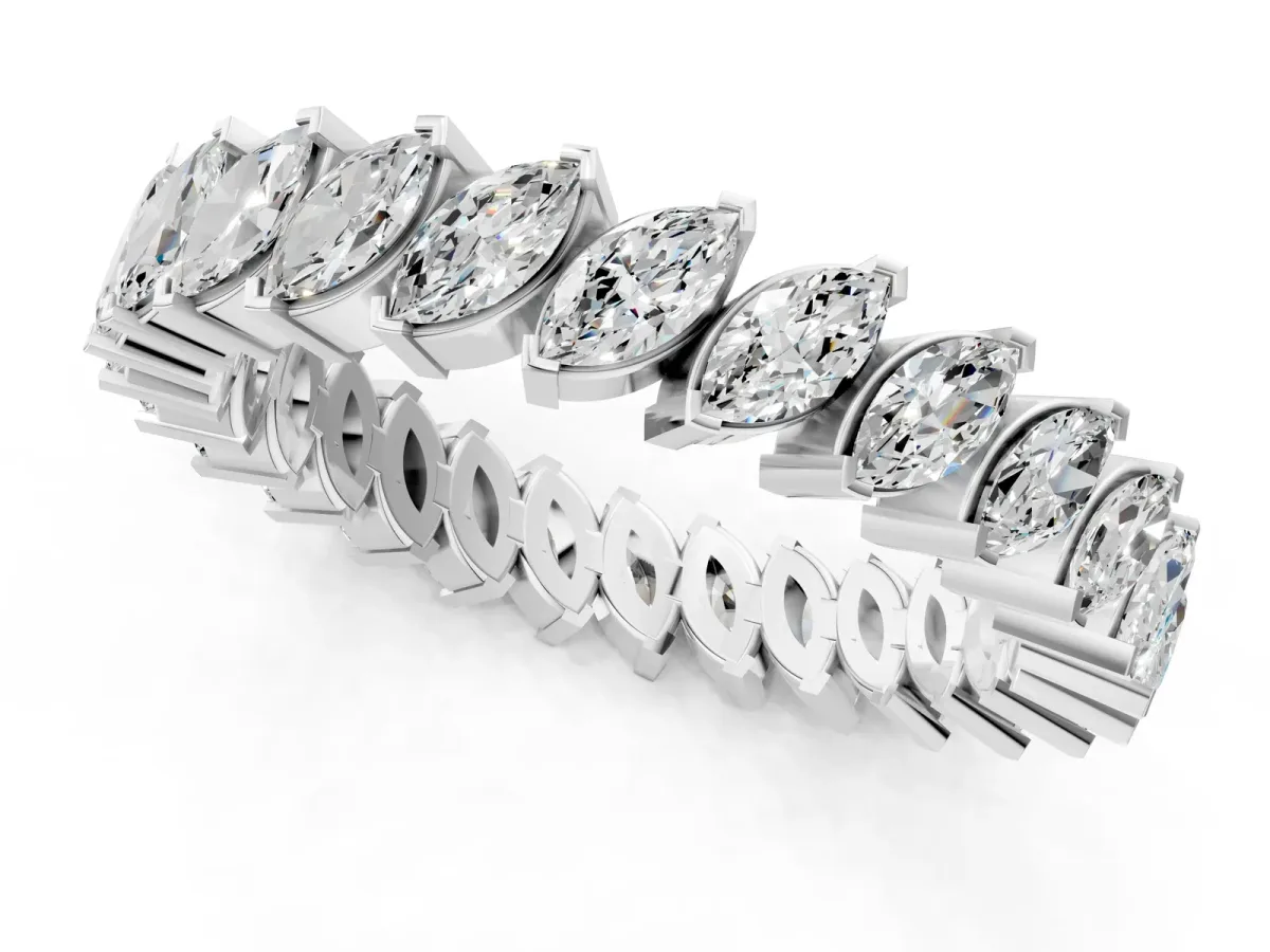 Marquise Diamond Shared Prong Full Eternity Band White gold