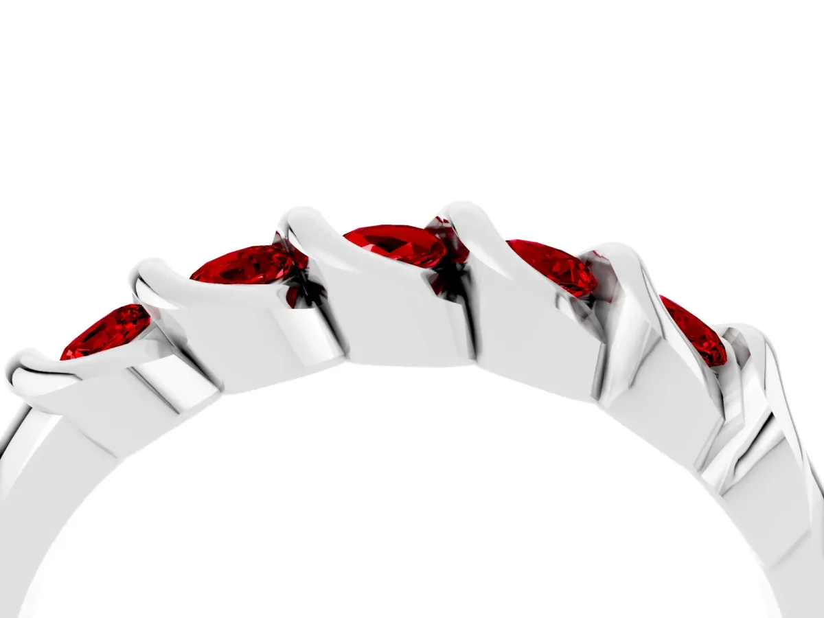 Round Ruby Eternity Band with Twist Prong Setting White gold
