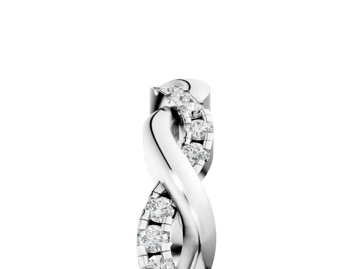 Round Diamond Twist Eternity Band with Pavé Setting Silver