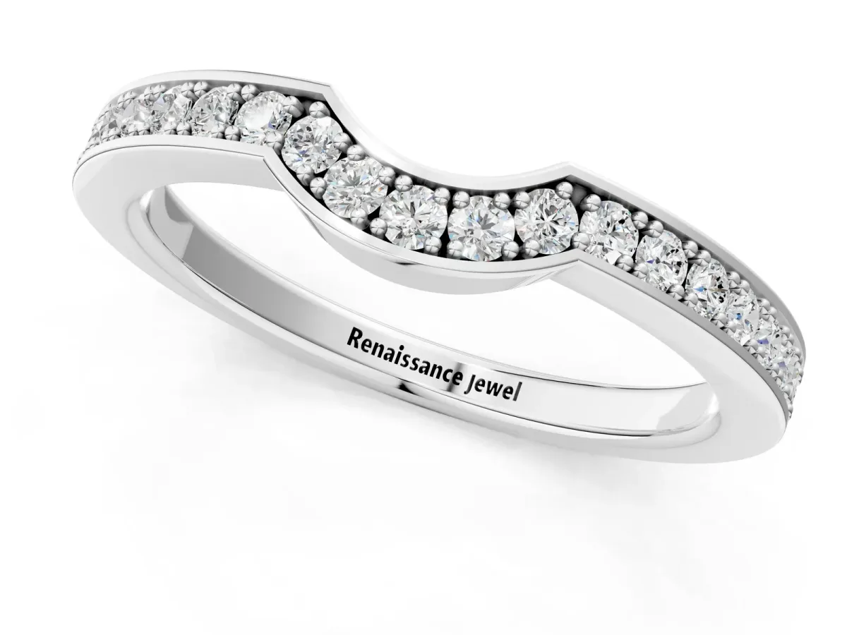 Pavé Round Diamond Contour Band with Channel Setting Silver