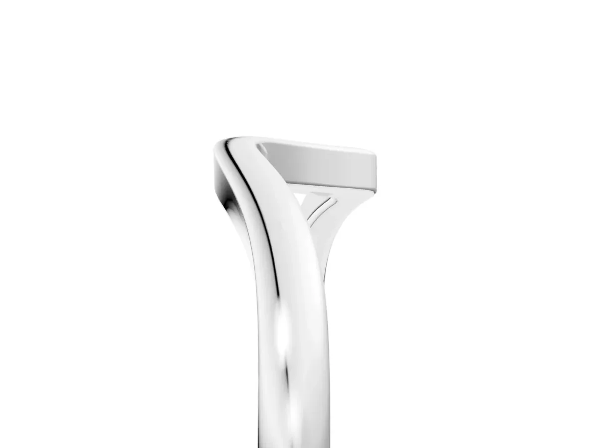 Curved Solitaire Band with Round Stone Setting White gold