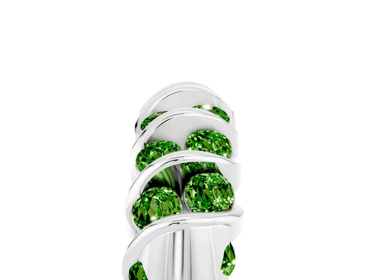 Channel Set Round Peridot Multi-Row Band Silver