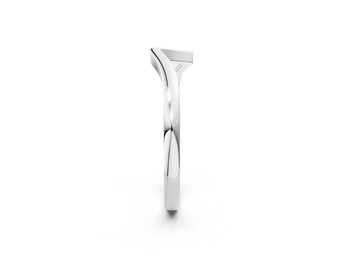 Curved Solitaire Band with Round Stone Setting White gold