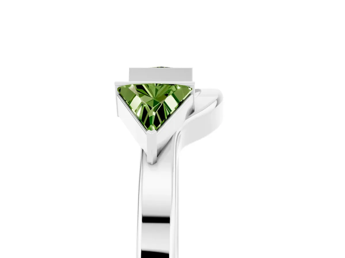 Trillion Peridot Open Band Ring with Bezel Setting Platinum