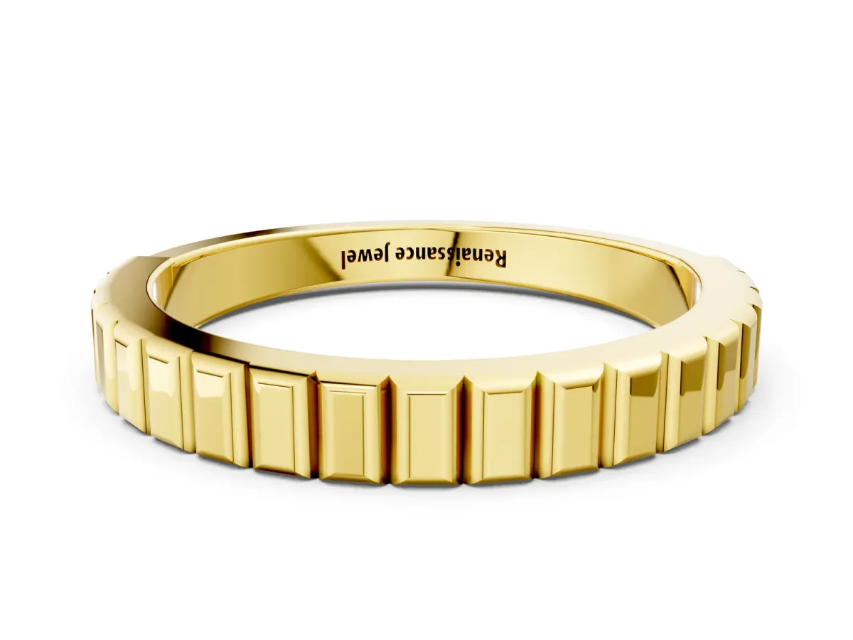 White Gold Ribbed Eternity Band Yellow gold
