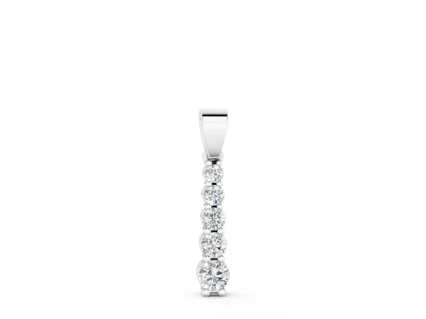 Round Diamond Vertical Pendant with Prong Setting Silver