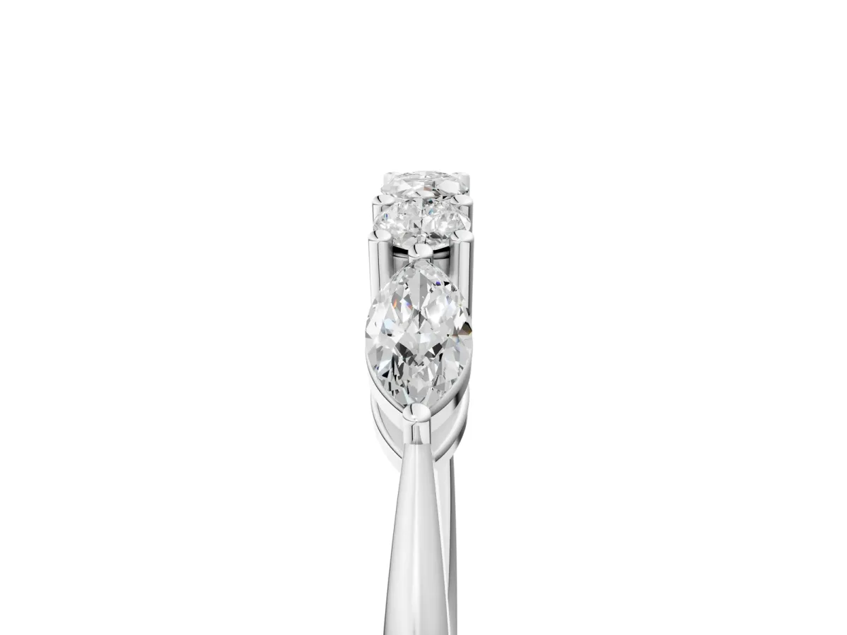 Prong Set Round Diamond Half-Eternity Band Silver