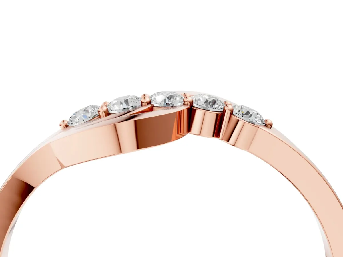 Five-Stone Round Diamond Crossover Band with Prong Setting Rose gold