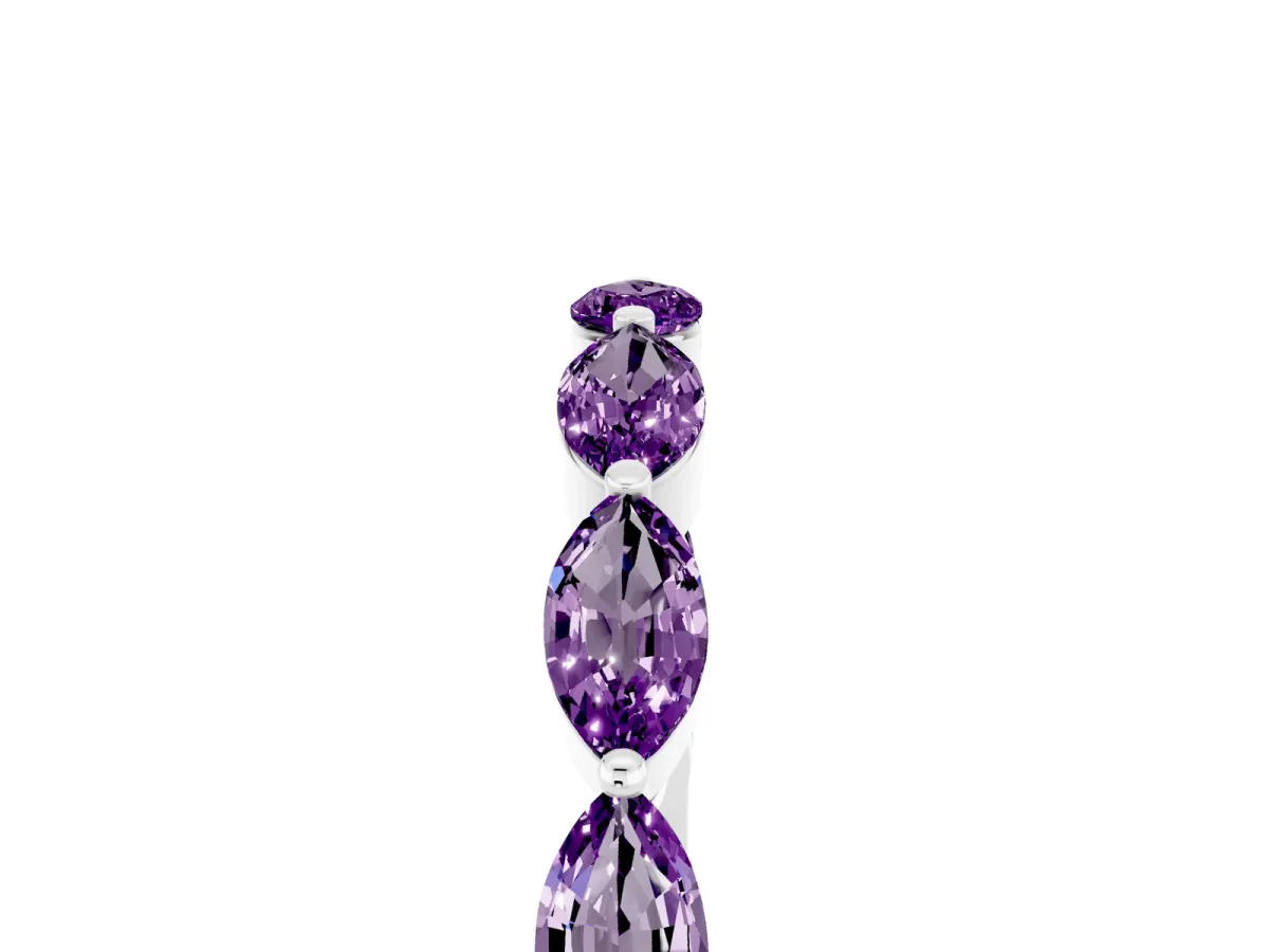 Marquise Amethyst Half Eternity Band with Prong Setting Silver