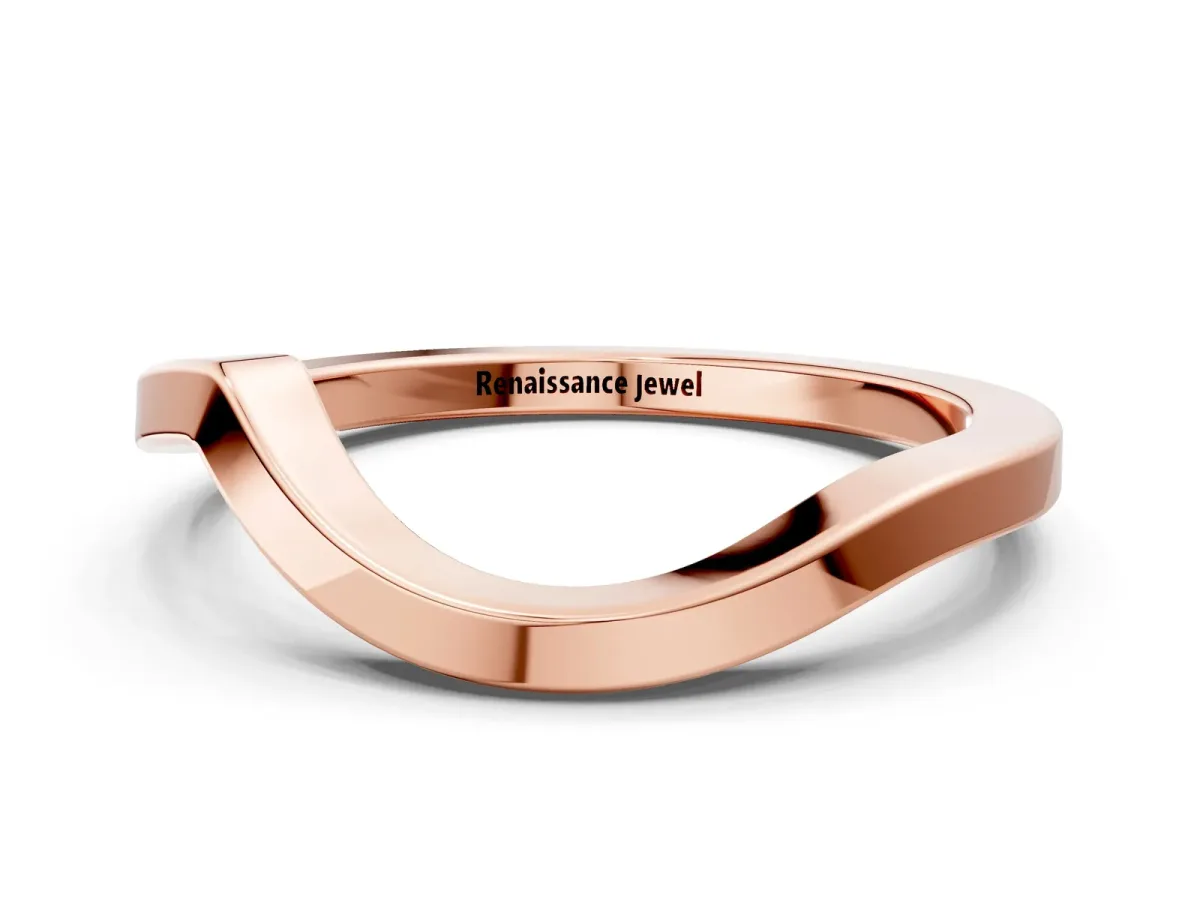Chevron Curved Solitaire Band Rose gold