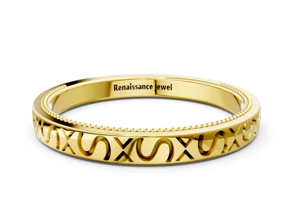 Vintage Engraved Milgrain Band Yellow gold