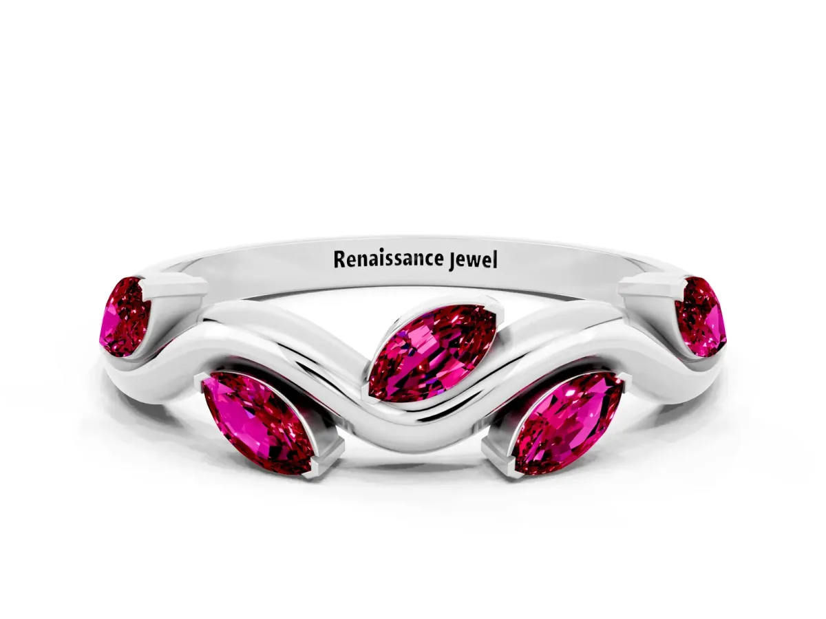 Marquise Garnet Twisted Band with Prong Setting Platinum