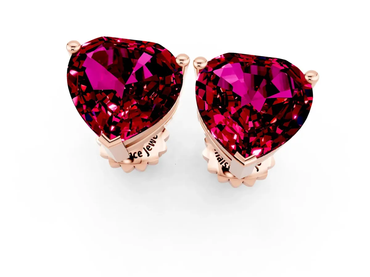 Heart Cut Garnet Stud Earrings Rose gold