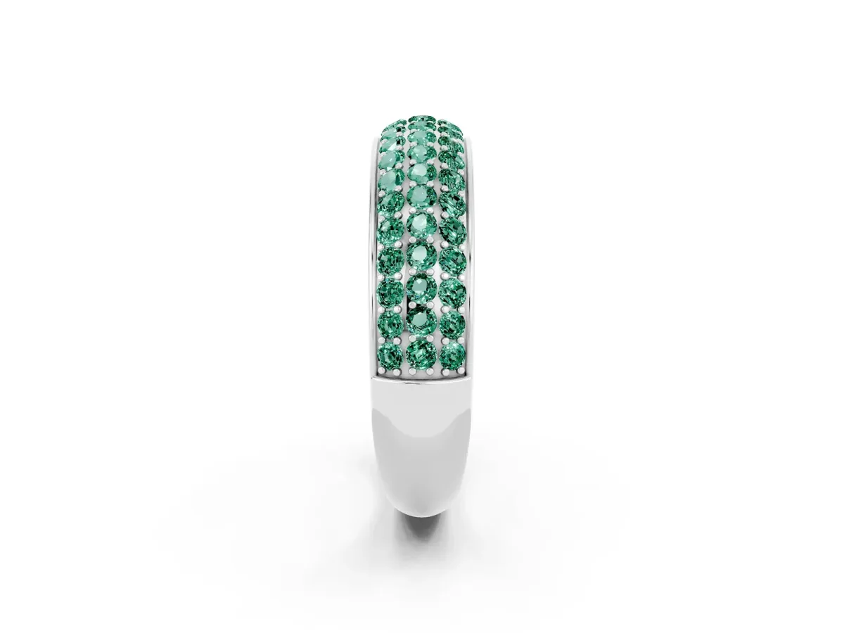 Three-Row Round Green Sapphire Eternity Band with Shared Prong Setting Platinum