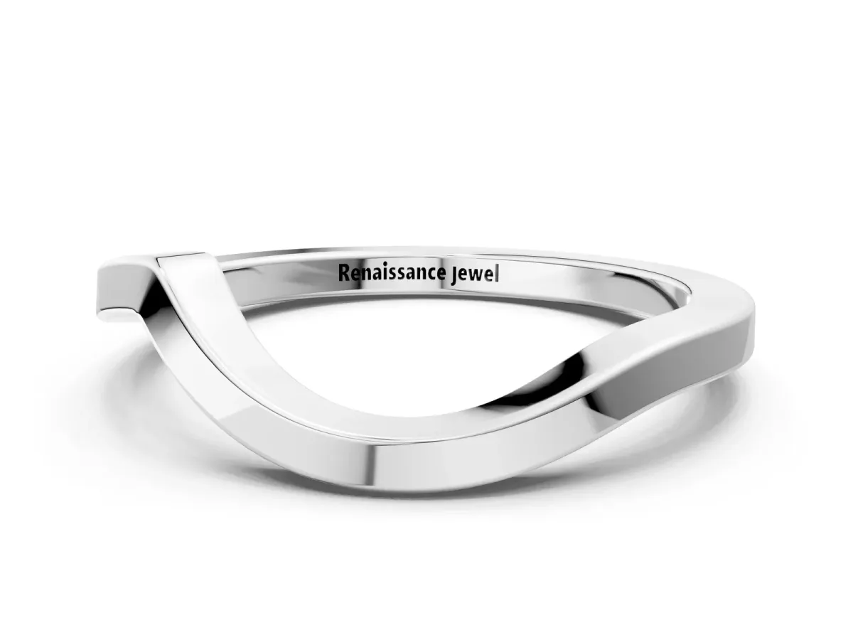 Chevron Curved Solitaire Band Platinum
