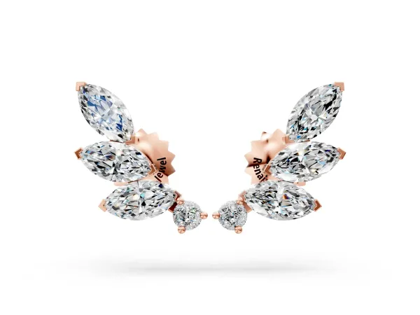 Marquise and Round Diamond Ivy Climber Earrings Rose gold