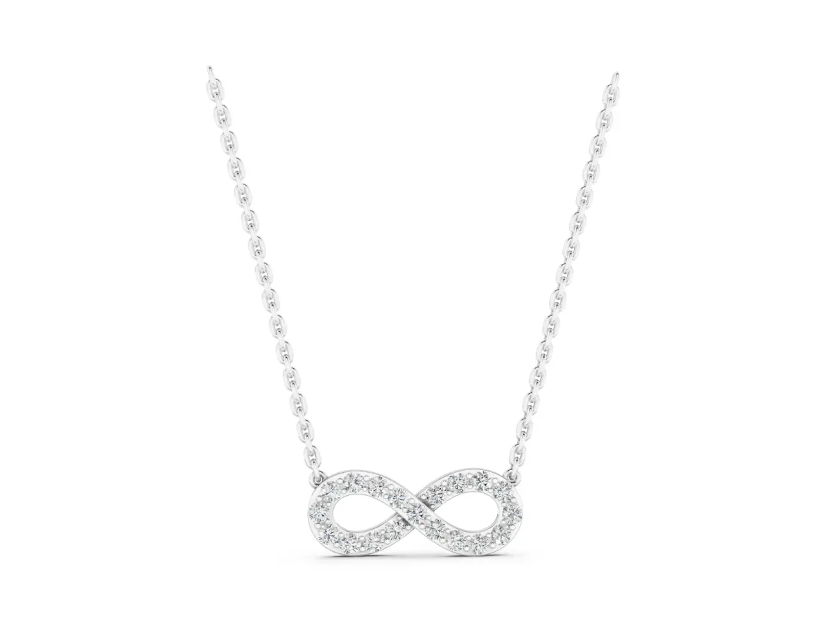 Infinity Pendant with Round Diamond Pavé Setting White gold