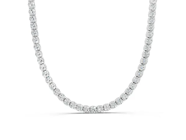 Round Diamond Tennis Necklace with Four-Prong Setting Silver
