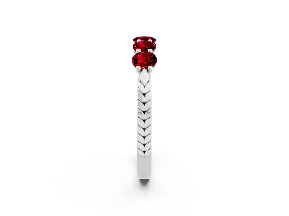 Five-Stone Round Ruby Prong-Set Band Platinum