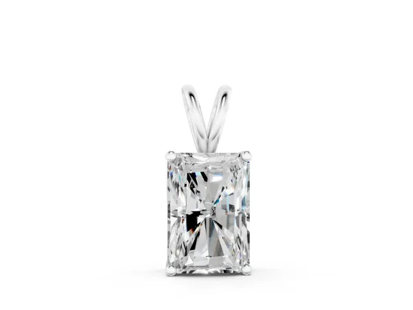 Radiant Diamond Solitaire Pendant with Four Prong Setting Silver