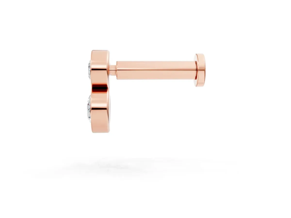 Round Diamond Duo Flatback Earring Rose gold