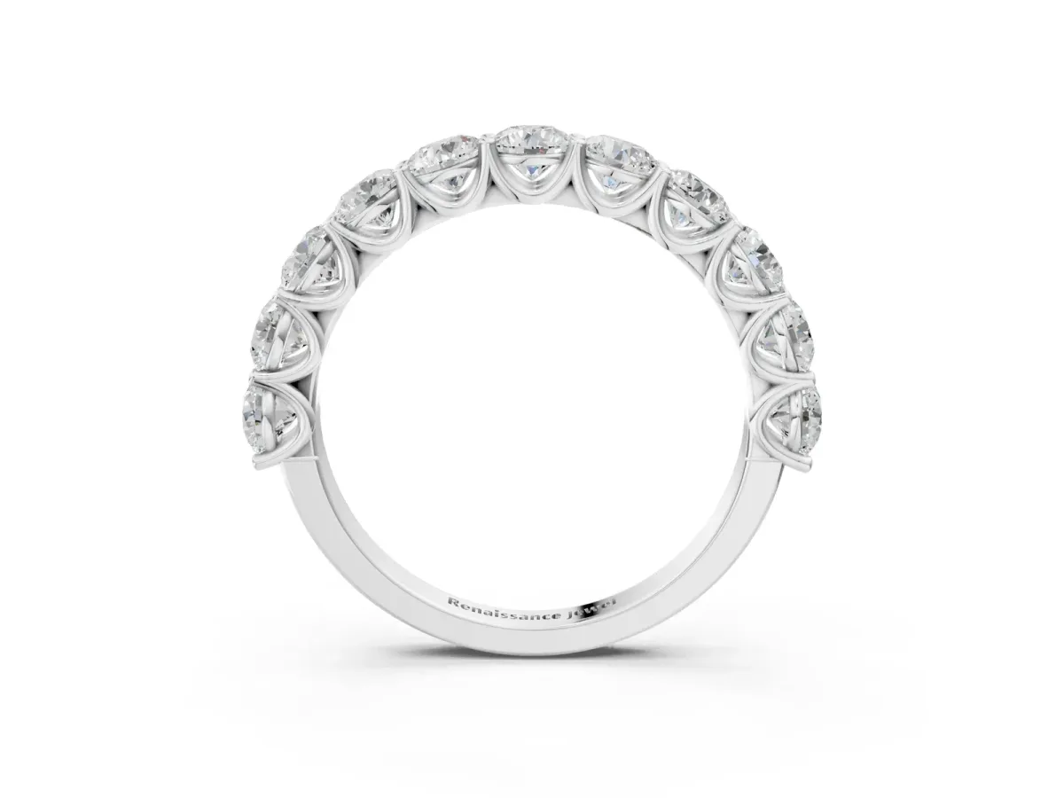 Round Diamond Shared Prong Eternity Band White gold