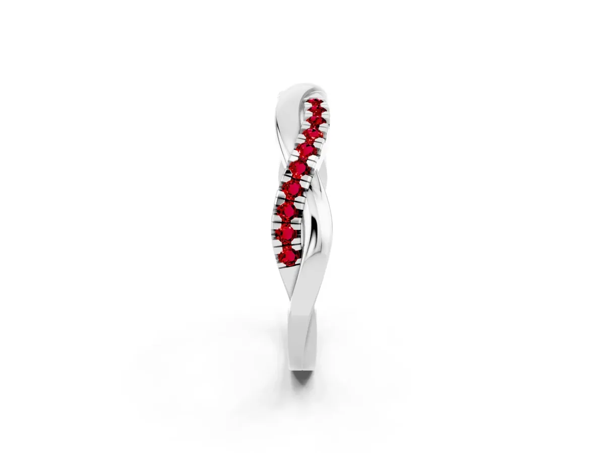 Round Ruby Twisted Infinity Band with Prong Setting Silver