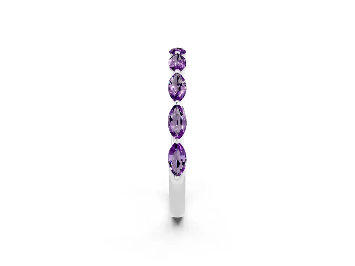 Marquise Amethyst Half Eternity Band with Prong Setting Silver
