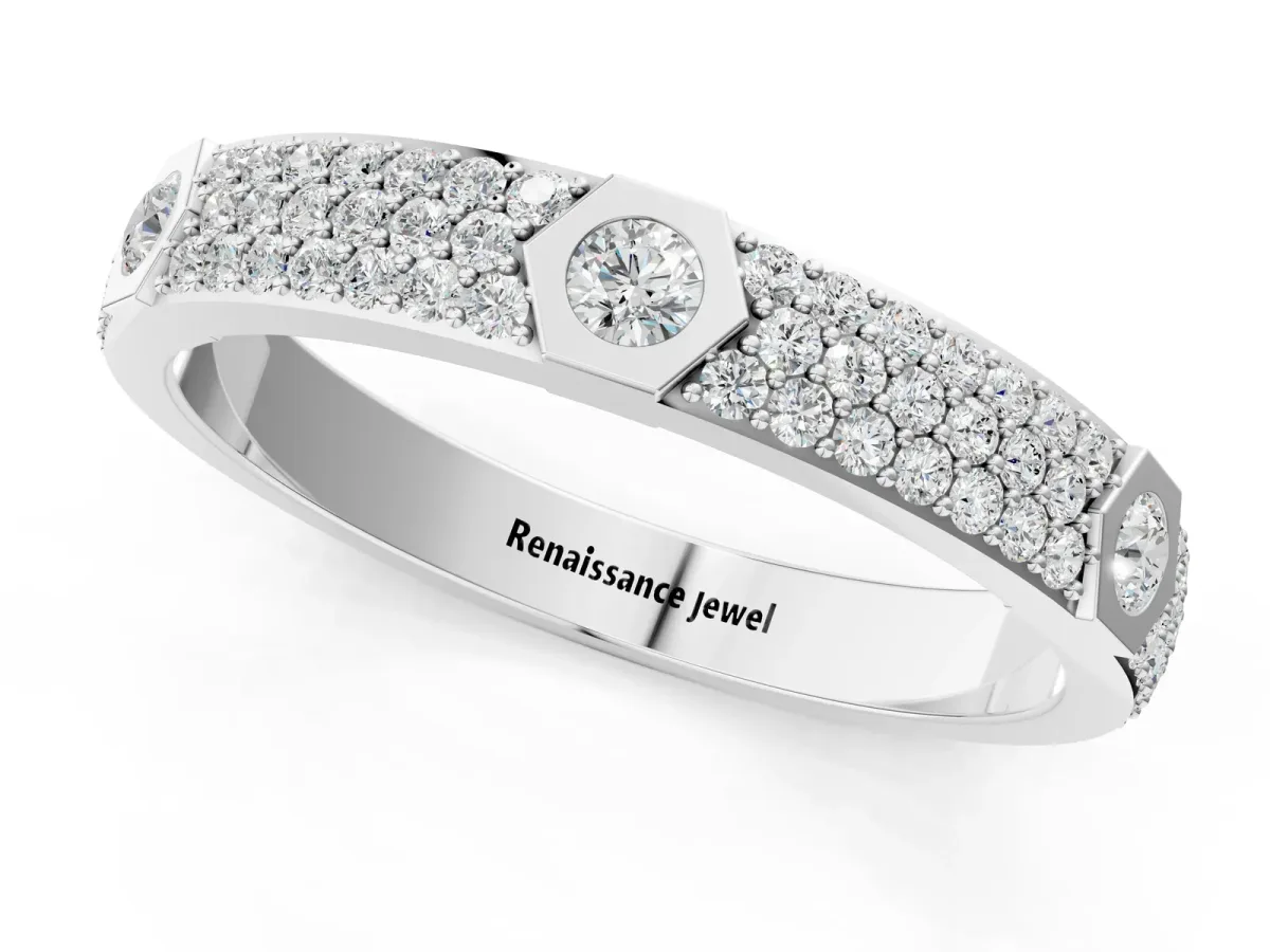 Round Diamond Pavé Promise Ring with Round Diamond Accents Platinum