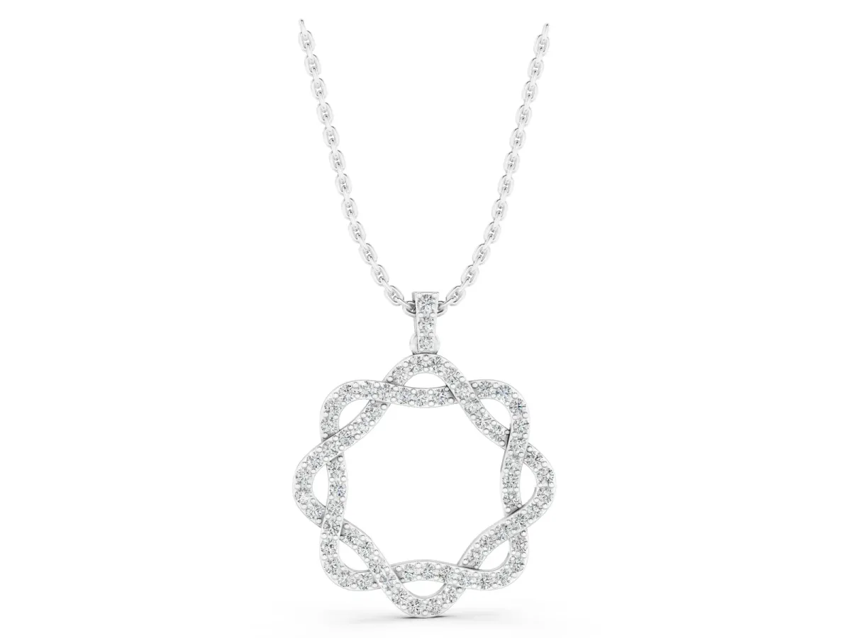 Round Diamond Pavé Infinity Pendant with Prong Setting Silver
