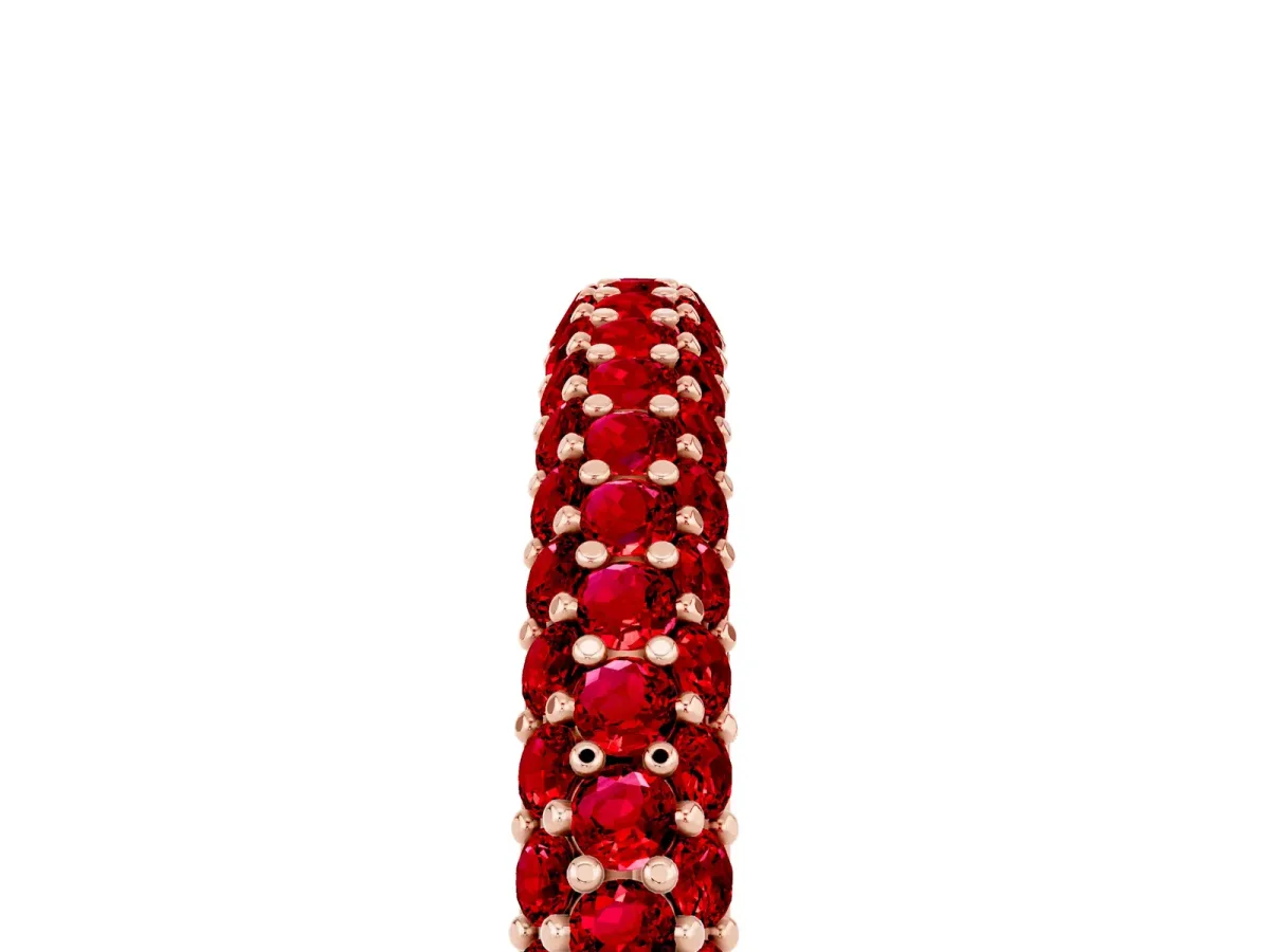 Round Ruby Pavé Eternity Band with Shared Prong Setting Rose gold