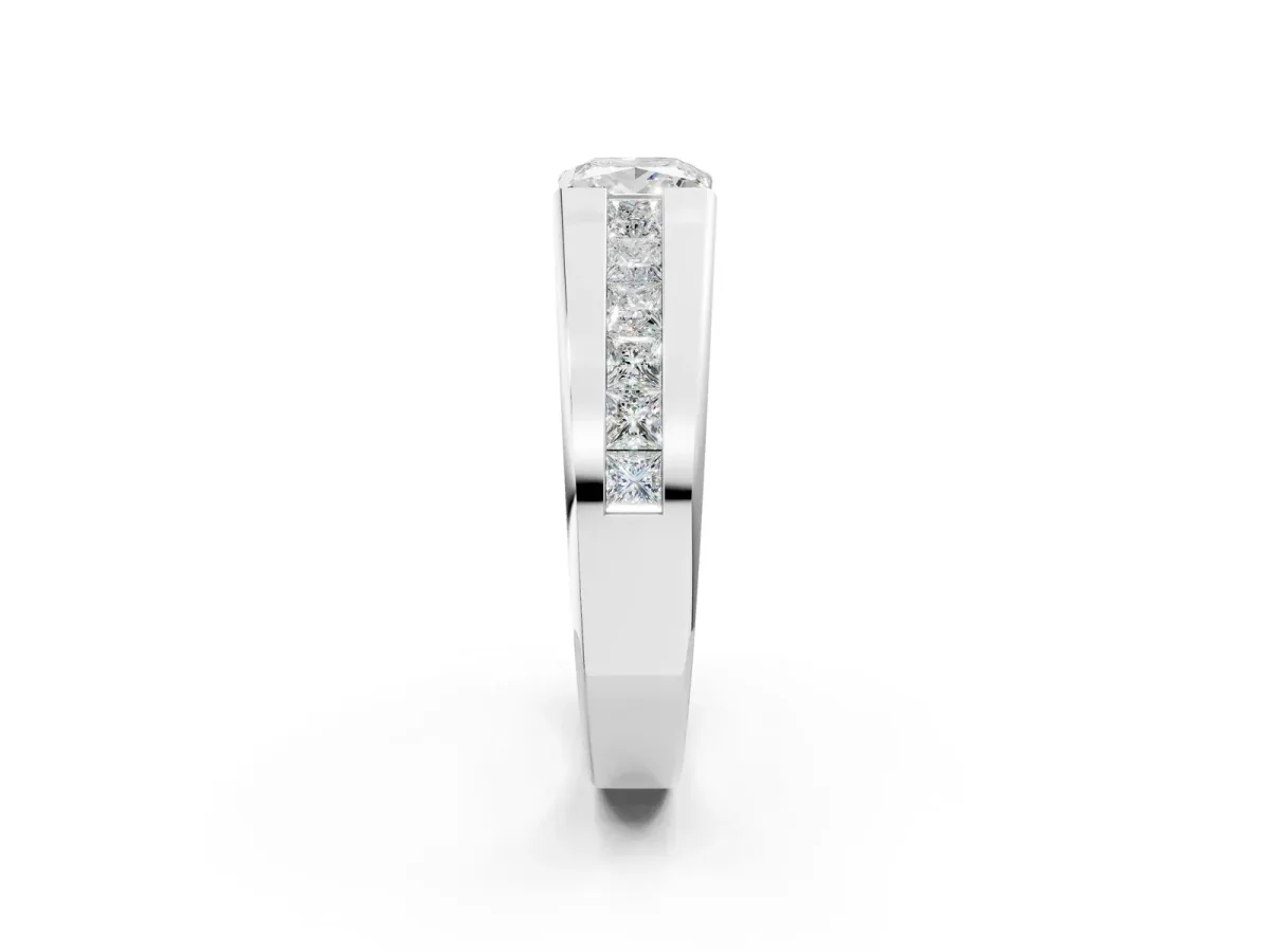 Princess Diamond Channel Set Mens Ring Platinum