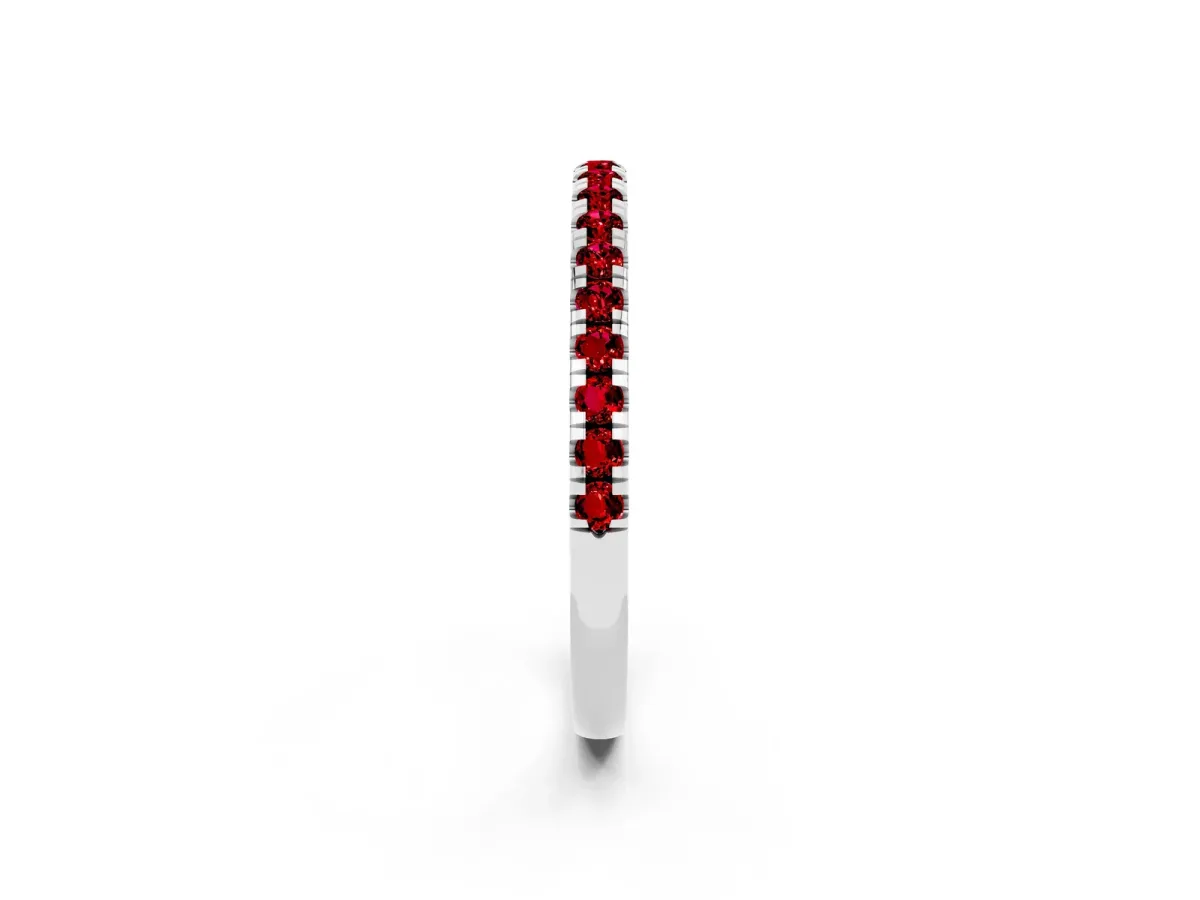 Pavé Round Ruby Half Eternity Band with Shared Prong Setting Platinum