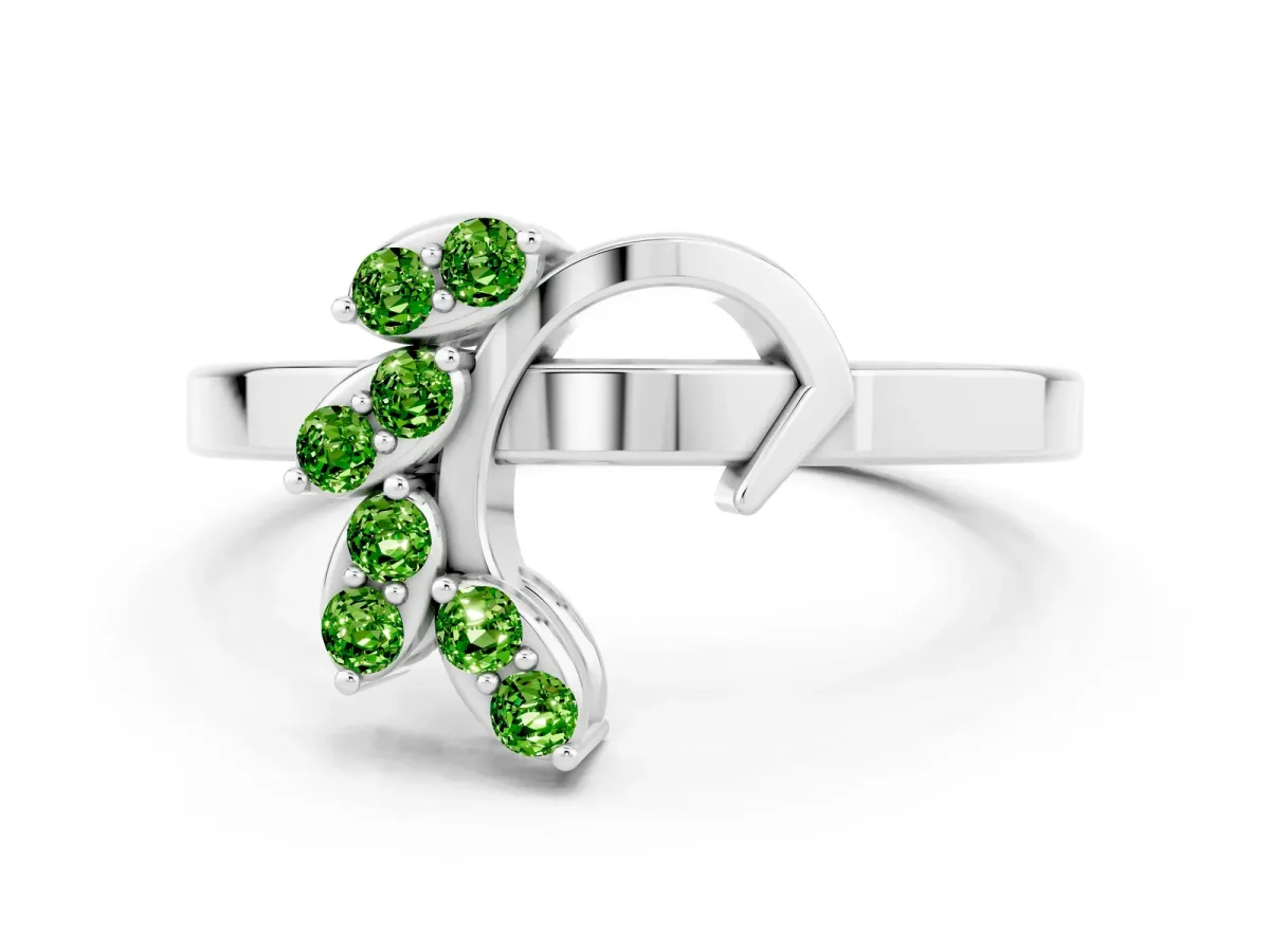 Marquise Peridot Cluster Bypass Ring with Prong Setting Silver
